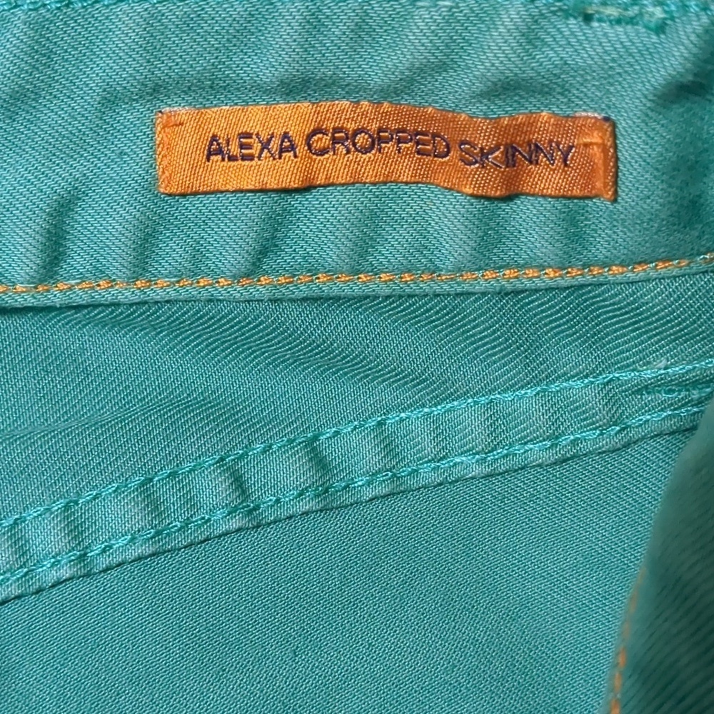 Tory Burch Alexa Cropped Skinny Viridian Green Jeans Size 25 - Picture 11 of 14
